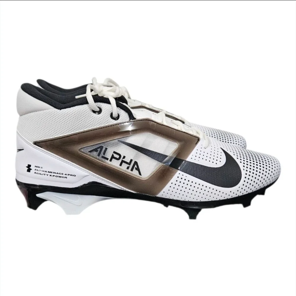 Nike Alpha Menace 4 Pro White Black Football Cleats Men's Size 16 FZ7702-105 New